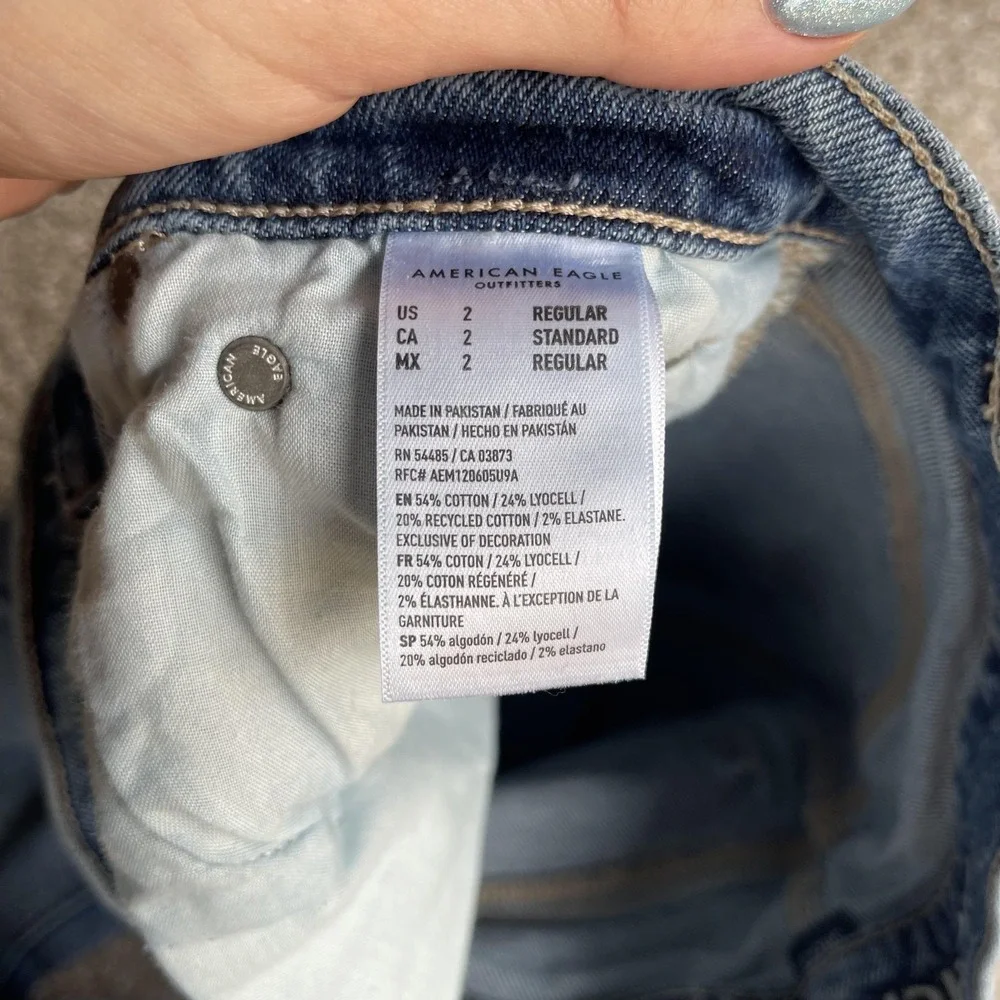 American Eagle Outfitters Straight Jeans Womens 2 Light Wash Blue Stretch Denim